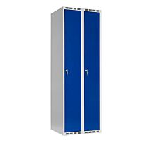 Garderobeskap SMG 2x300 mm Rett tak og blå dør med sylinderlås