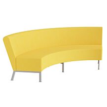 Sofa 90° AIR, utvendig buet rygg uten armlene, gul tekstil, bein i metall